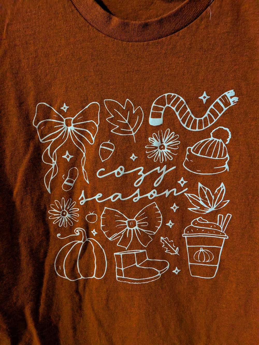Cozy Season" t-shirt featuring fall aesthetic graphics